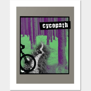 Cycopath Is Singletrack -green/magenta Posters and Art